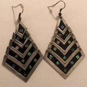 Black and silver hanging earrings